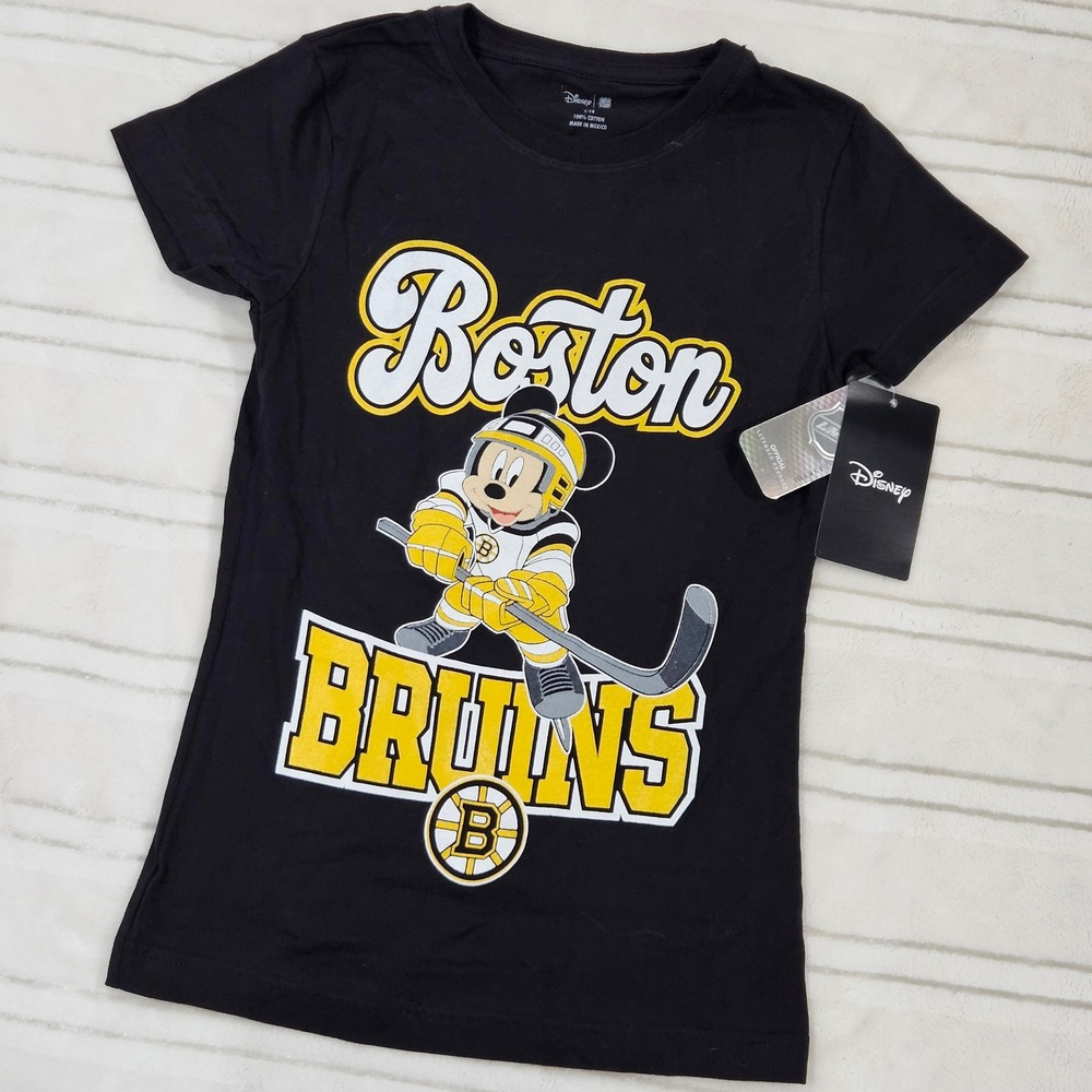 Disney Boston Bruins Mickey Mouse‎ Hockey Graphic Tee Shirt L-14